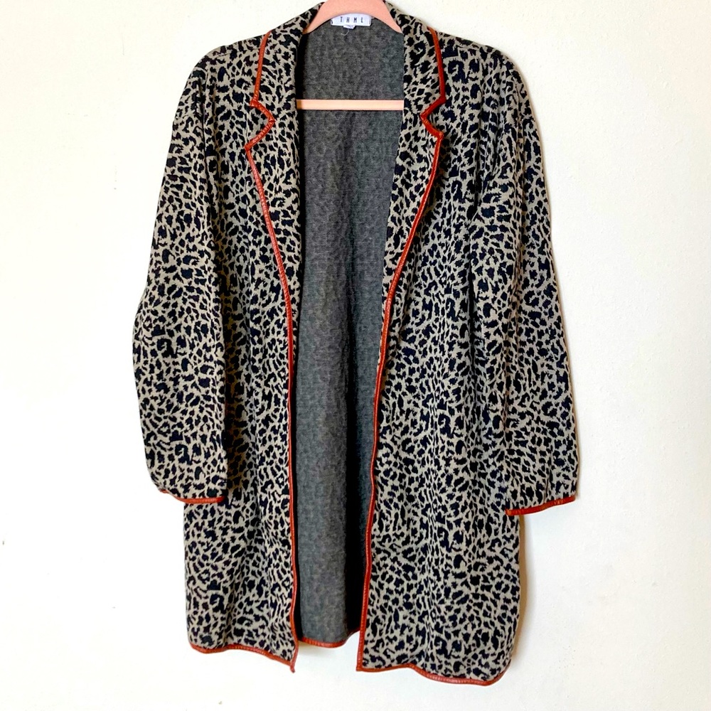 THML Leopard open front cardigan size Large